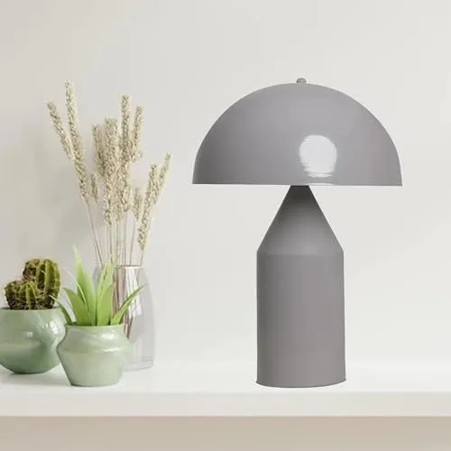 Bamyum Lipeo Tischlampe Grau Ø30 cm - Moderne Tischlampe aus Metall im Vintage-Pilzdesign, ideal für stimmungsvolle Beleuchtung in jedem Raum. Perfekt als Nachttischlampe oder Schreibtischlampe für entspannte Atmosphäre.