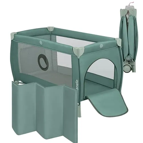 Lionelo Stefi Plus 2-in-1 Reisebett und Laufstall für Babys - Praktisches Babybett und Laufstall bis 15 kg, mit innovativer Matratze für optimale Wirbelsäulenunterstützung und seitlichem Reißverschluss-Eingang für einfaches Ein- und Aussteigen.