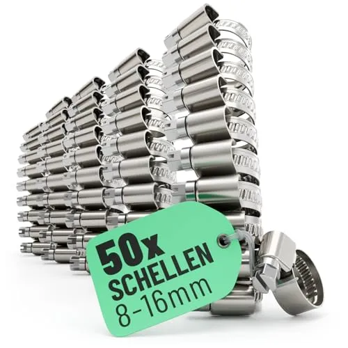 greate 50x Schlauchschellen Edelstahl 8-16 mm von greate