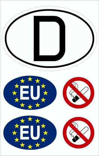 Aufkleber Deutschland EU und Rauchverbot  Sticker Tattoo Auto Deutschland Fanart
