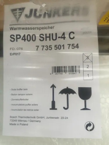 Junkers Bosch Pufferspeicher Storacell SP400 SHU-4 C, 400 Liter