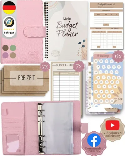 BeginnerBudget Ringbuchkalender - Budget Planner Starter-Set für Einsteiger - Das Starter-Set hilft dir, deine Finanzen einfach zu organisieren. Mit Budget Planner und Binder im handlichen A6-Format machst du den ersten Schritt zur finanziellen Klarheit und kannst Sparziele spielend erreichen.