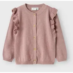 Name It Strickjacke NMFABINNE LS KNIT CARD NOOS - Baby-Oberbekleidung mit süßer Rüsche an den Schultern, aus pflegeleichtem Feinstrick in Deauville Mauve, ideal für einen lässigen Look.