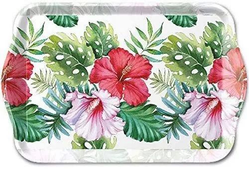 Ambiente Luxury Paper Products Tablett Serviertablett ca. 13 x 21 cm, Hibiskus Sommer Blumen Kollektion, Sommer Kollektion Hibiskus / Ideal als Geschenk