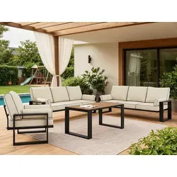 MKS Gartenmöbel-Set Beige - Komfortschaum Loungemöbel - Gartenmöbel-Set mit witterungsbeständigen Materialien und elegantem Design. Ideal für Garten, Terrasse oder Balkon, bietet maximalen Komfort und Langlebigkeit.