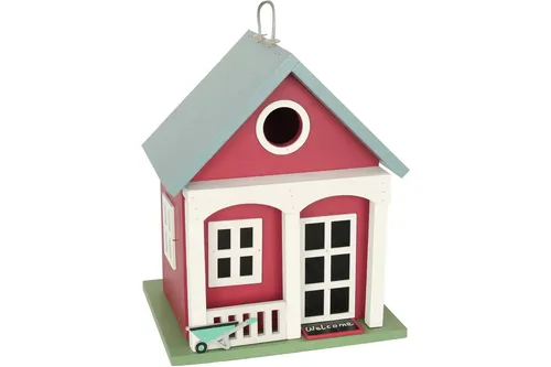 Vogelhaus WELCOME rot-weiß 18 x 15 x 22 cm Nistkasten Kleinvögel Vogelhäuschen
