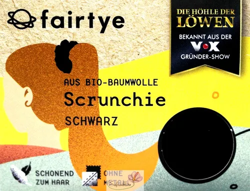 fairtye Scrunchie 3er-Set – Schwarze Haargummis, plastikfrei & ohne Metall