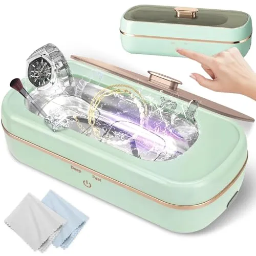 UCAMP Ultraschallreinigungsgerät Ultraschallreiniger,48000Hz Brillenreinigungsgerät,UV-Lampe,350ML,Ultraschallgerät für Brillen,Ringe,Uhren,Schmuck,Zahnersatz