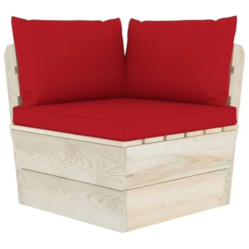 vidaXL Garten-Paletten-Ecksofa mit Kissen – Rustikaler Charme für Ihren Außenbereich - Gartenmöbel aus imprägniertem Fichtenholz mit weichen Kissen für höchsten Komfort. Flexibles, modulares Design für individuelle Gartenlounges.
