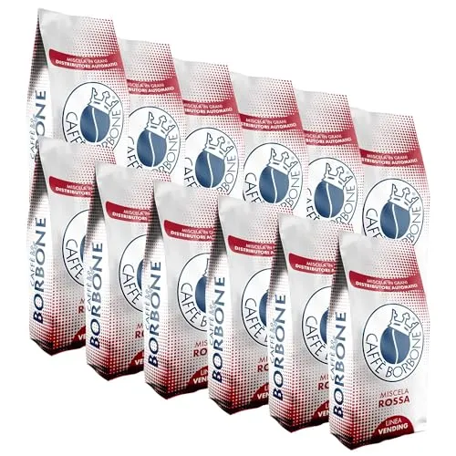 Borbone Rote Mischung Kaffeebohnen 1 kg - 12er Pack - Maxiangebot mit 12 Packungen à 1 kg der beliebten Borbone Kaffeebohnen. Ideal für Kaffee-Liebhaber, die einen kräftigen und aromatischen Genuss suchen!