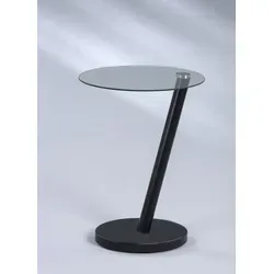 Xxxl Beistelltisch aus Glas und Metall - Eleganter Beistelltisch für das Wohnzimmer, mit modernem Design aus Sicherheitsglas und schwarzem Metall. Das diagonale Bein sorgt für einen einzigartigen Wow-Effekt.