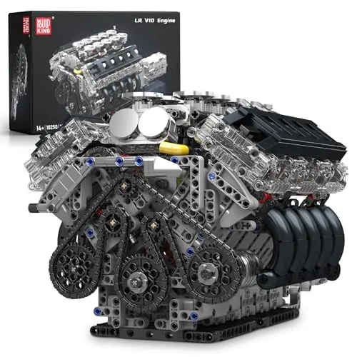 Mould King 10250 MOC Technik V10 Motor Baustein, 1834 Teile Sportwagen Klemmbausteine kit, STEM Spielzeug für Erwachsene und Sammler
