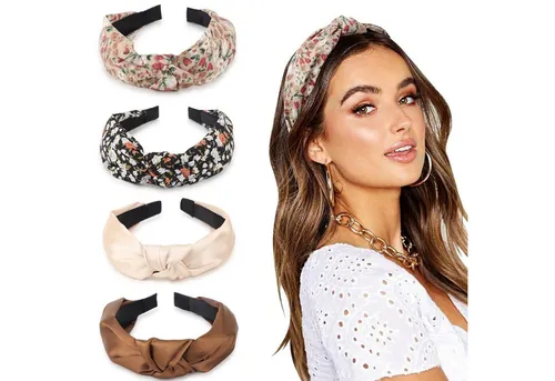 DRESHOW Haarreifen Damen Mädchen 4er Pack - Boho Floral Stirnbänder - Vielseitige 4er Pack Haarreifen im Boho-Stil, ideal für jeden Anlass. Die breiten, rutschfesten Bänder bieten Komfort und Halt, während die farbenfrohen Designs jeden Look aufwerten. Perfekt als Geschenk oder für den täglichen Einsatz.