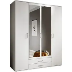 möbelando Schlafzimmerschrank Kitty IV Weiß mit Spiegel - Kleiderschrank mit elegantem Design und viel Stauraum für Kleidung und Schuhe. Inklusive Spiegeltür für den perfekten Look. Leichte Montage für Anfänger.