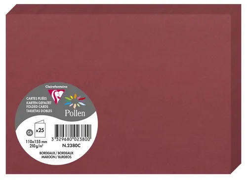 Pollen by Clairefontaine Doppelkarte C6 bordeaux 25 Karten in rot von Pollen by Clairefontaine