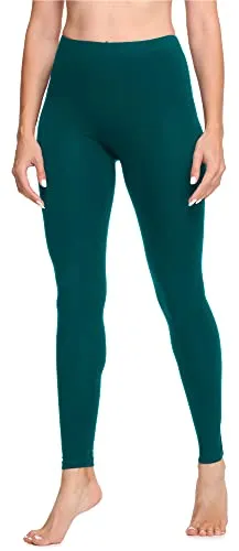 Ladeheid Leggings Damen aus Baumwolle Bequeme und Lange Leggins für Frauen für Frühling Sommer Herbst Winter Saison LA40-133 (Smaragdgrün, XS)