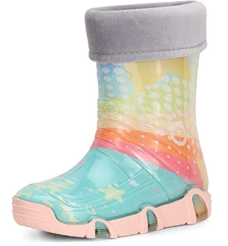 Ladeheid Kinder Gummistiefel Gefüttert Swk2020 - Türkis Muster - Gummistiefel für Kinder, wasserdicht und rutschfest, mit herausnehmbarem Innenschuh für ganzjährigen Einsatz. Ideal für Mädchen und Jungen, robust und bequem.