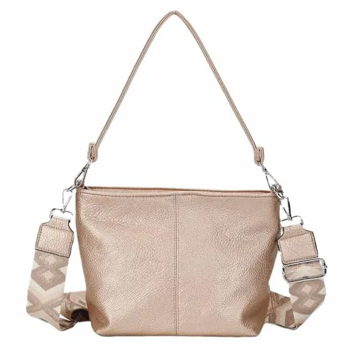 Stylische Damen Tasche Shopper in Rosegold - Umhängetaschen - Trendige Hobo Bag mit abnehmbarem, verstellbarem Schultergurt, ideal für Alltag und Reisen, bietet Platz für Tablets bis 12 Zoll.