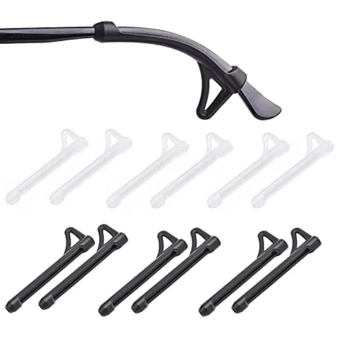 OPUGIT 6 Paar Antirutsch Brillenbügel,Silikon Antirutsch Überzüge für Brillenbügel, Komfort Antirutsch Brillenbügel für Sportbrillen Sonnenbrille Lesebrillen,Schwarz/Weiß