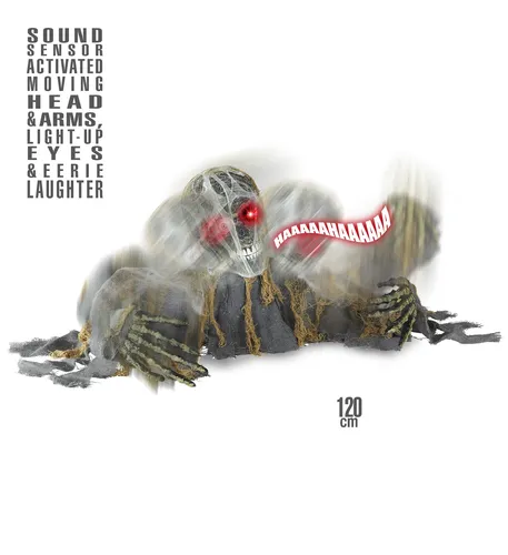 ZOMBIE ZOMBIESKELETT HALLOWEEN DEKO GROUNDBREAKER LICHT & SOUND 120 CM NEU - Nussknacker Dekofigur mit Licht & Sound, sorgt für gruselige Stimmung auf jeder Halloween-Party!