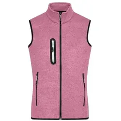 Ladies' Knitted Fleece Vest Strickfleece Weste mit Stehkragen pink/weiß, Gr. XL