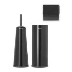 Brabantia ReNew Toilettenzubehör-Set, 3-teilig 280603 - Matt Black - Sonstige Badaccessoires: Verleihen Sie Ihrem Badezimmer mit diesem stilvollen, 3-teiligen Set aus hygienischen Materialien und minimalistischem Design ein modernes Upgrade.
