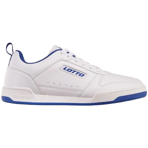 Lotto Retro Sneaker in Übergröße, Gr. 47, WHITE-BLUE - Stylischer Sneaker in großen Größen, ideal für trendbewusste Männer. Mit gepolstertem Einstieg und leichtem Fersenband für optimalen Tragekomfort, perfekt kombinierbar mit Jeans und Shorts.
