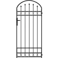 vidaXL Zauntor Grau 89 x 200 cm aus Stahl - Gartenzäune - Robustes und stilvolles Außentor mit geschwungener Oberseite, bietet Sicherheit und ästhetischen Wert für Garten und Terrasse.