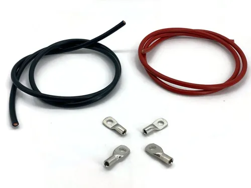 eXODA Kabelschuh 10 mm2 m6 4x Set mit 1m Kabel Rot und Schwarz 10 mm2 Batteriekabel, Kabelschuh fertig verpresst (100 cm)