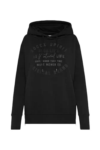 SOCCX Damen Hoodie mit tonigem Print und Zippern Black, L