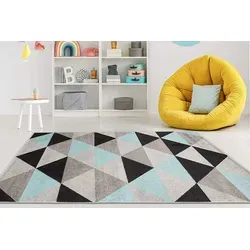 Mazovia Teppich LAZUR_Geometric, 140x190, Geometrisch, Modern, Kurzflor, Gemustert grau 140x190