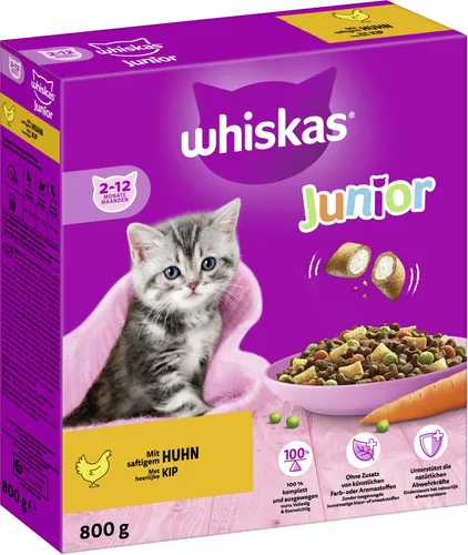 Whiskas Trockenfutter Junior 2-12 Monate mit Huhn 800 g