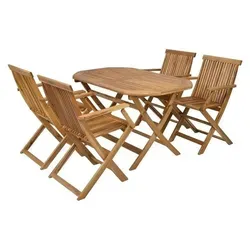 TRIZERATOP Garten-Essgruppe aus Akazienholz – 4-teilig, klappbar, wetterfest - Praktisches Gartenmöbelset aus hochwertigem Akazienholz, klappbar und ideal für jeden Garten. Genießen Sie gesellige Stunden im Freien mit Platz für bis zu 4 Personen.