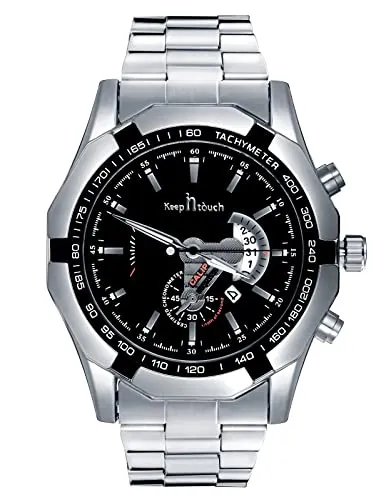 MICGIGI Herren Quarz Armbanduhr Klassisch Uhr Lässig Rund Analog Uhr mit Leuchtende Funktion,Edelstahl Armband