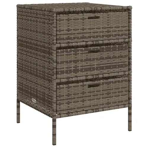 vidaXL Gartenschrank mit viel Stauraum, Grau Poly Rattan