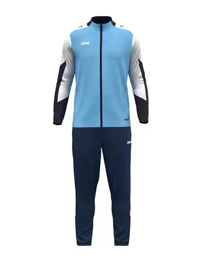 JAKO Kinder Polyesteranzug Dynamic, skyblue/weiß/marine, 116 - Trainingsbekleidung für Kinder: Bequemer und umweltfreundlicher Jogginganzug aus 100% recyceltem Polyester, ideal für Sport und Outdoor-Aktivitäten. Mit praktischen Seitentaschen und optimalem Sitz.