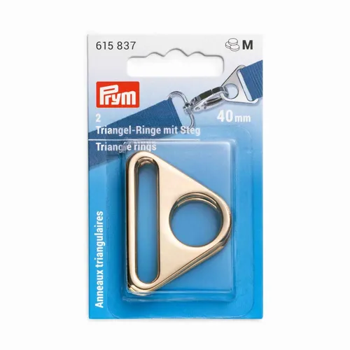 PRYM Triangel-Ringe mit Steg 40 mm goldfarbig - für Taschen D-Ringe