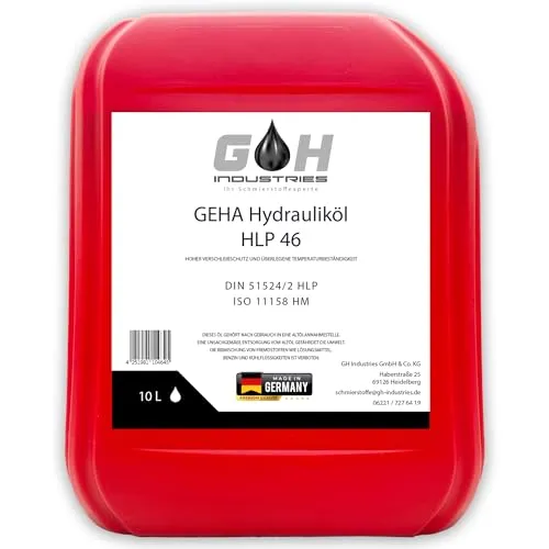 L Hydrauliköl HLP 46 ISO VG 46 - 10 Liter Kanister - Premium Hydrauliköl HLP 46 nach DIN 51524/2, bietet hohen Verschleißschutz und überlegene Temperaturbeständigkeit, ideal für anspruchsvolle Anwendungen.