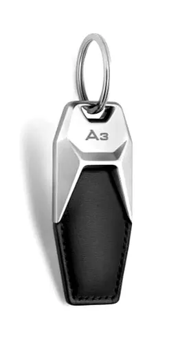 Audi A3 Auto Schlüsselanhänger aus Leder/Metall - Schwarz/Silber - NEU