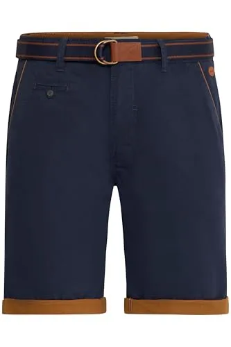 Blend Neji Herren Chino Shorts - Navy - Herren-Shorts aus 100% Baumwolle, Regular Fit, mit Gürtel und nachhaltiger Produktion. Ideal für den Sommer und vielseitig kombinierbar.