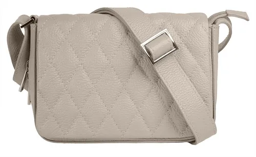 Henkeltasche CLUTY - Elegante Damen Leder Umhängetasche in Grau - Handtaschen, echt Leder, Made in Italy und erweiterbarer Boden für mehr Platz - ideal für besondere Anlässe oder den Alltag.