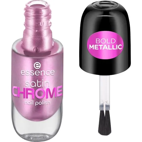essence satin CHROME nail polish, Nr. 02, Pink, abdeckend, Expressergebnis, hochpigmentiert, metallisch, vegan, ohne Mikroplastikpartikel, ohne Parfüm, ohne Parabene, 1er Pack (8ml)
