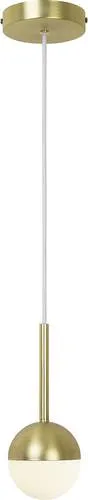 Nordlux Contina Pendelleuchte G9 Messing - Elegante Pendelleuchte mit opalweißer Glaskugel, die ein blendfreies Licht ausstrahlt. Perfekt für stilvolle Innenräume und platzsparend im Design.