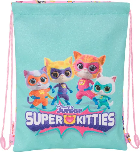 Rucksacktasche mit Bändern SuperKitties Rosa türkis 26 x 34 x 1 cm