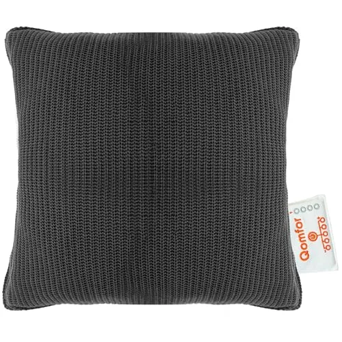 Qomfor Kabelloses Wärmekissen mit 5 Wärmestufen - Tragbares Wärmekissen in Grau (42x42cm) mit gemütlichem Strickbezug, 5 Wärmestufen und praktischer Batteriestandsanzeige für höchsten Komfort.