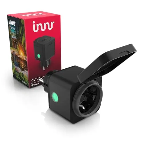 Innr Zigbee Smart Außensteckdose, Funktioniert mit Hue* und Alexa, Outdoor Smart Plug, Zigbee Repeater, Garten Steckdose mit Strommessung, IP54 Wasserdicht - 1 Stück
