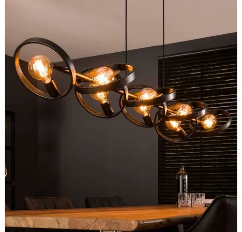 famlights Hängeleuchte Christopher 8-flammig in Schwarz in schwarz von famlights