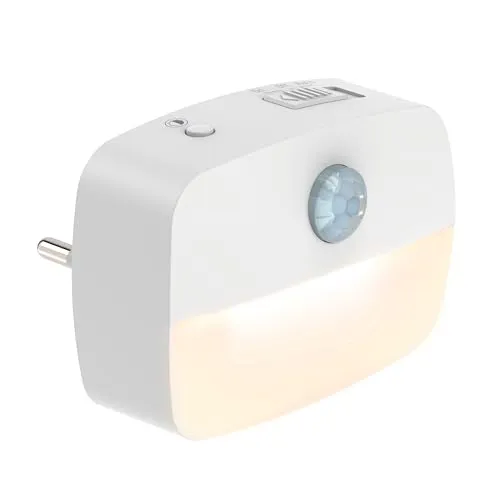 ANSMANN Nachtlicht mit Bewegungsmelder und Dämmerungsfunktion, LED Lampe Steckdose, dimmbar kindersicher und energiesparend, Schlaflicht für Kinder, Babys oder Schlafzimmer mit 3 Helligkeitsstufen