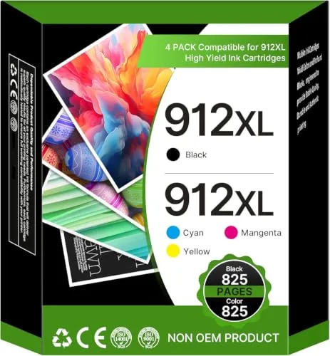 Washope 912XL Multipack für HP Druckerpatronen, 4er-Pack | Kompatibel für OfficeJet Pro 8020 8022 8010