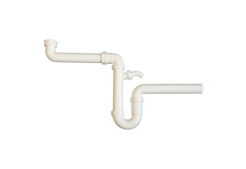 tecuro Siphon Raumspar-Ablaufgarnitur für Spülen, 1 1/2 Zoll - Abgang nach hinten